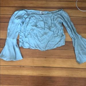 Off the shoulder blue top